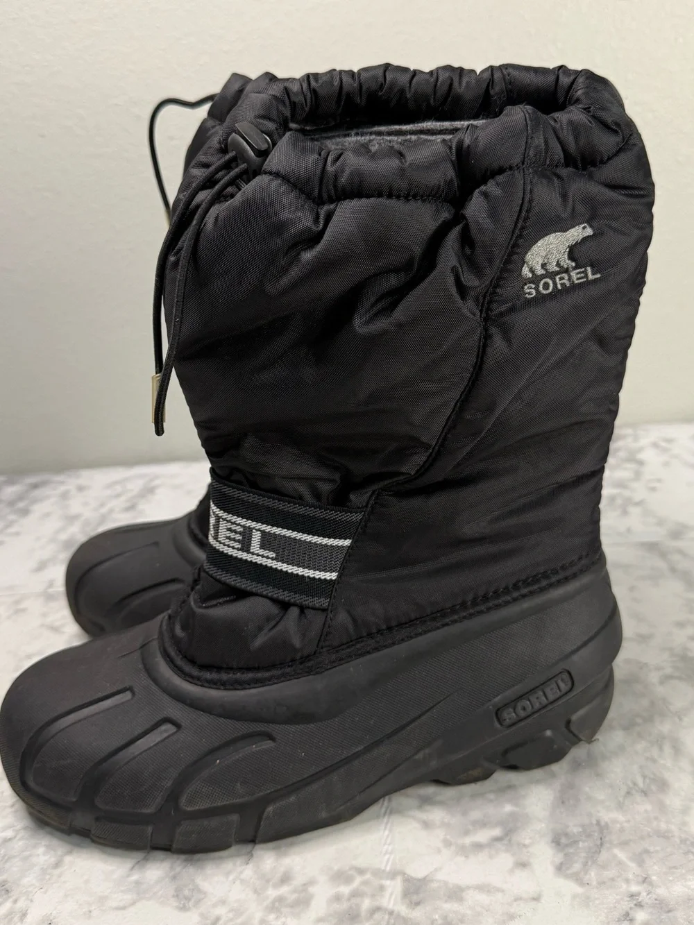 Sorel Unisex Insulated Waterproof Belted Mid Calf Snow Boots Black Size 7